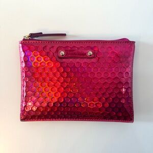 Kate Spade Holographic Iridescent Pink Zipper Pouch